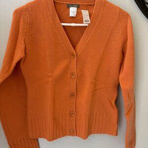 J. Crew V-Neck Button-Up Cardigan Sweater Ribbed Hem & Cuffs Womens S lambswool